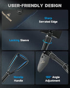 DARTMOOR Mini Folding Shovel High Carbon Steel, Portable Lightweight Outdoor Tactical Survival Foldable Mini Shovel, Entrenching Tool, Camping, Hiking, Digging, Backpacking, Car Emergency