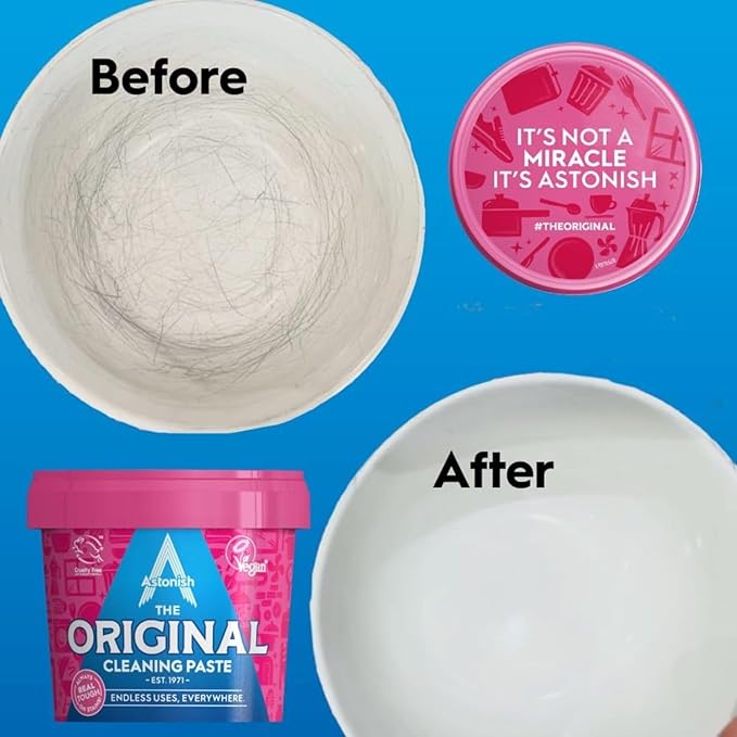 Astonish The Original Cleaning Paste 500g Mandarin Peaches Scent - Multi Surface Stain Remover, Grease Buster, Tough Kitchen Cleaner, Chemical-Free Household Scrub, Bathroom Essential