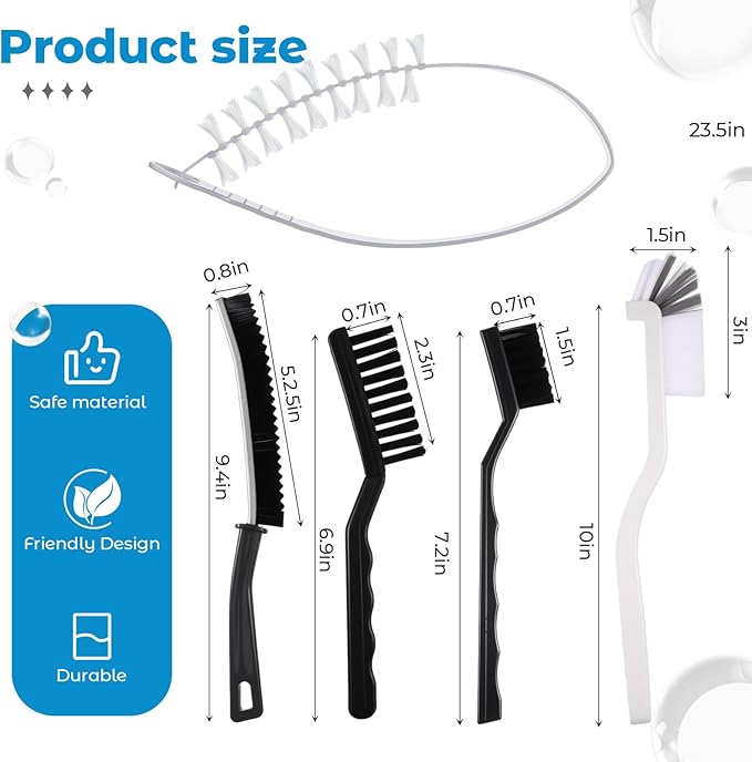 Lasnten 6 Pcs Washing Machine Cleaning Brush Kits - 5pcs Hard Bristle Crevice Cleaning Brush and 1pcs Front Load Washer Tool for Filter Kitchen Toilet Bathroom Sink Home Window