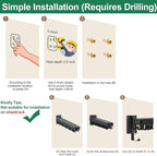 Wall Mount Clothes Drying Rack, Wall Mounted Drying Rack, Upgraded 3-Fold & Sturdy Laundry Drying Rack with 12 Dual-Side Hooks Space Saver for Laundry Room, Apartment, Dorms - Black