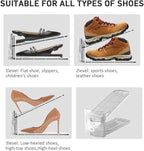 20 Pack Clear Shoe Slots Organizer - Adjustable Height 3.7''to 7.7'' Shoe stackers for a pair of shoes ,Shoe rack storage shoe space saver 50%,Easy to assemble shoe hold shoe organizer for cloest