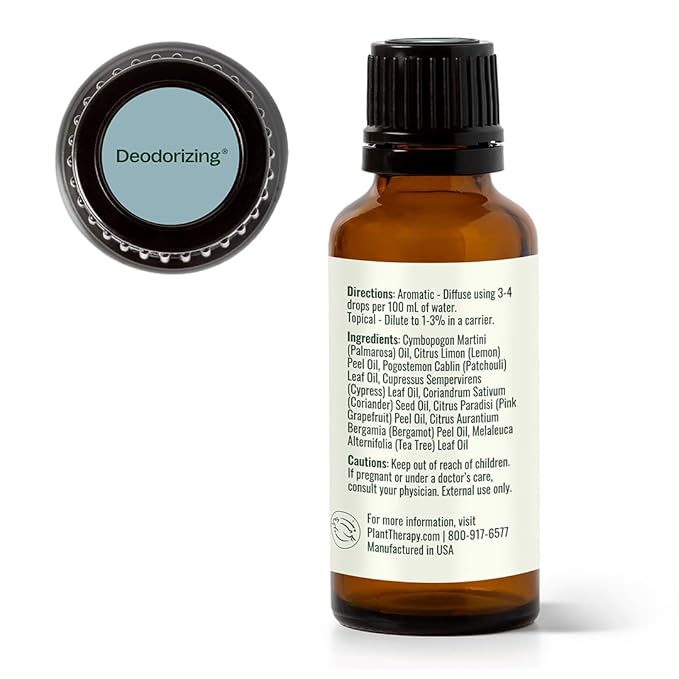 Plant Therapy Deodorizing Essential Oil Blend 30 mL (1 oz) 100% Pure, Undiluted, Therapeutic Grade
