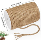 Tenn Well 6mm Jute Rope, 164 Feet Strong and Thick Twine Rope for Crafts, Gardening, Bundling, Cat Scratching Post, Home Decor, Christmas Decorations