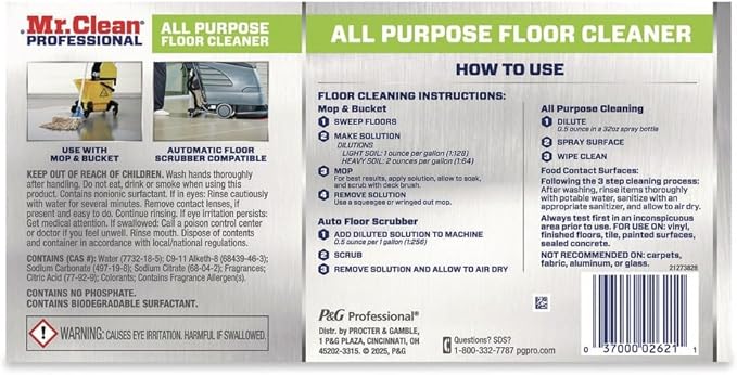 Mr. Clean 2621 Low-Suds Finished Floor Cleaner - 3 / CS
