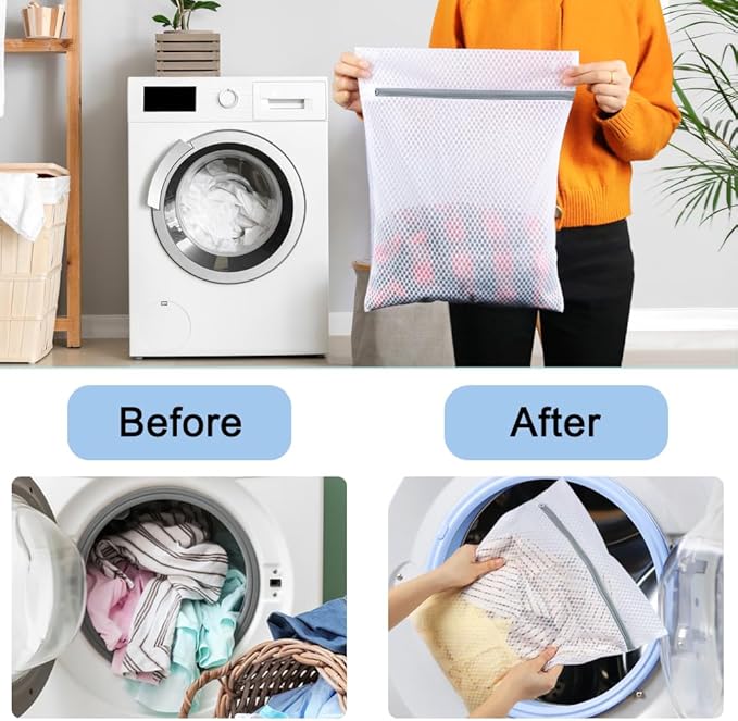 Vivifying Mesh Laundry Bags for Delicates, 3Pcs Honeycomb Mesh Wash Bags with Zipper for Washing Machine, Shoes, Lingerie, Socks and Stuffed Toys (Medium, 12.5 x 16Inches)