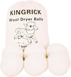 KINGRICK Wool Dryer Balls, XL, 6 Balls, White, Diameter 2.96", 100% New Zealand Premium Wool, Natural Drying Aid, Reduces Drying Time, Reduces Static Electricity and Softens Clothing