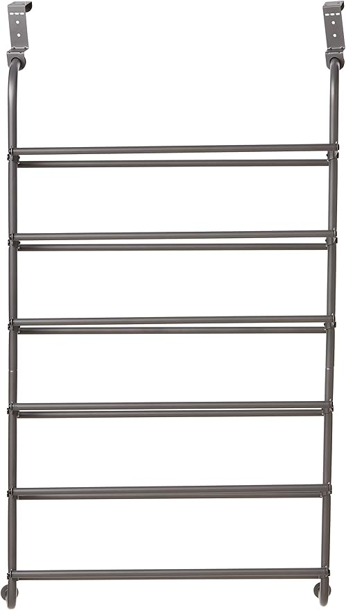 Whitmor 6905-6019 6 Shelf Over The Door Gunmetal Gray Shoe Rack, 7.5x22.625x41.80