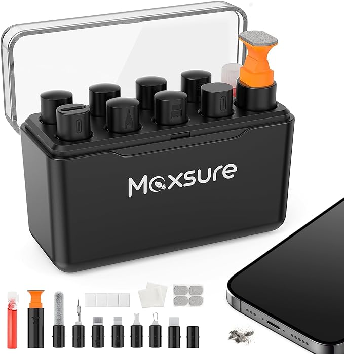 Phone Cleaning Kit for iPhone Cleaner,12 in 1 Port Cleaner Repair & Restore Tool for AirPod iPhone 16 15 14 Pro Max iPad Samsung etc,Phone Cleaning kit for Lightning and USB C Charging Port, Cables