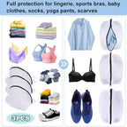 Vivifying Shoe Washing Bag, Set of 3 Mesh Shoe Laundry Bags with Zip Closure for Sneakers, Running Shoes, Socks, Bras