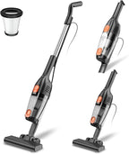 Corded Stick Vacuum Cleaner, 20000pa Powerful Suction Stick Vacuum with 16Ft Cord, 2 in 1 Lightweight Vacuum Cleaner for Hard Floor Pet Hair - Orange