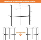 Aheaplus Industrial Pipe Clothing Rack, Reversible 6.75FT Clothes Rack for Hanging Clothes, Heavy Duty Garment Racks, Wall Mounted Closet Wardrobe Racks, Corner L Shaped Walk-in Closet System, Black