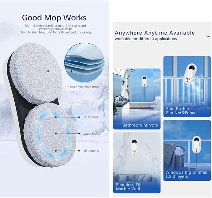 Window Cleaning Robot – Automatic Smart Glass Cleaner with Advanced AI, Remote Control, Strong Suction 5600 Pa, for Home and Office – Efficient, Safe, and Quiet Operation