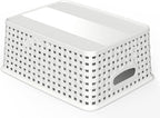 Woven Plastic Storage Baskets, 6 Pack White Weave Bins Organizer, 10.1" x 7.55" x 4.1"