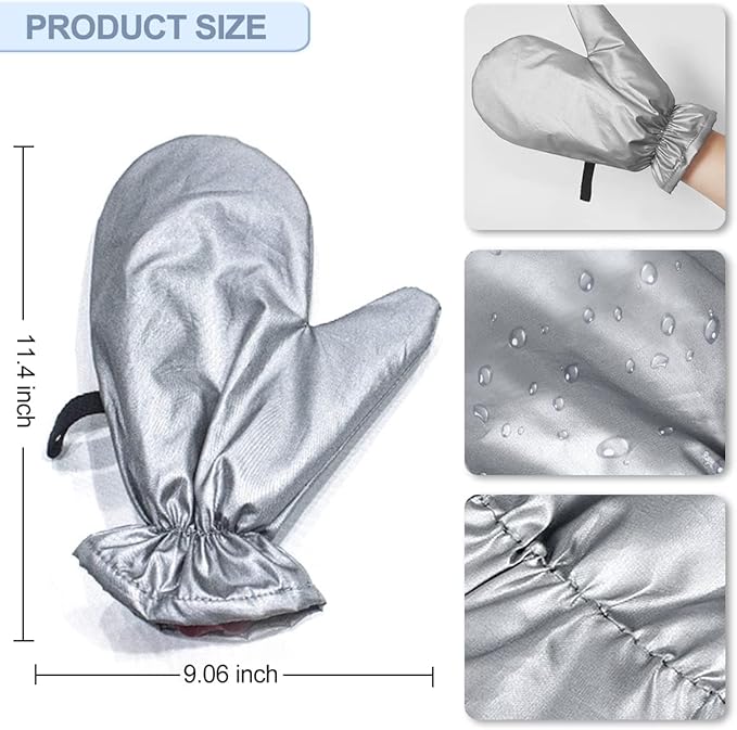 3PCS Garment Steamer Ironing Gloves, Waterproof Care Anti Steam Mitt with Finger Loop, Heat Resistant Protective Gloves Iron Board for Clothes Steamers (Pointy)