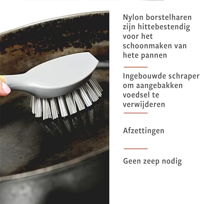 Full Circle Scrub Brush for Cast Iron Cookware, Dishes Pots, Sinks - Sustainably Sourced with Bamboo Handle