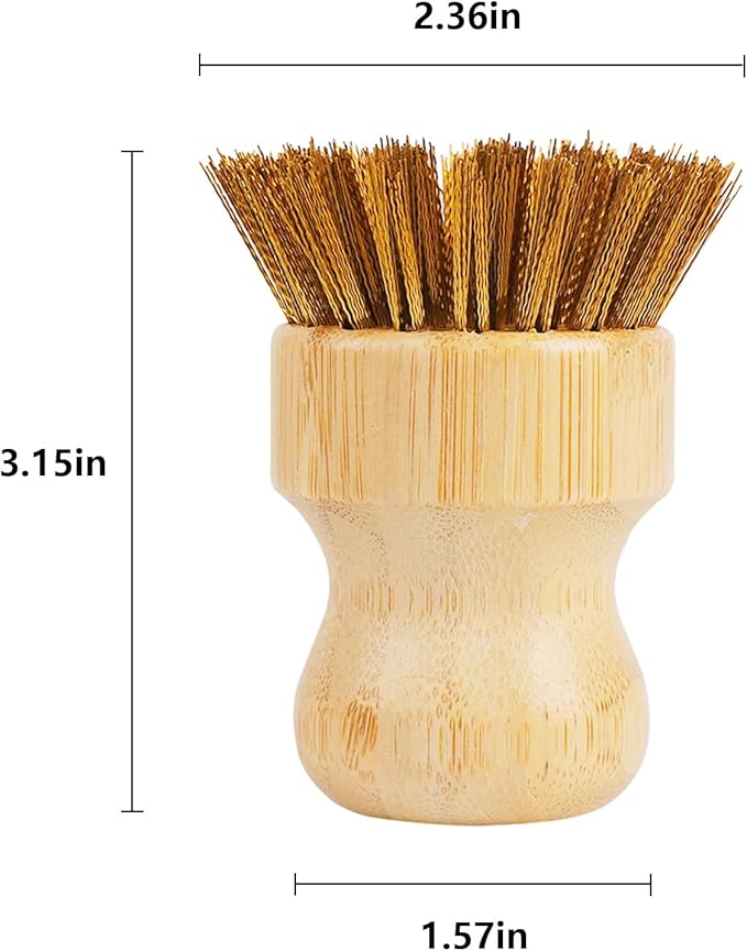 Cast Iron Cleaner Scrubber with Copper Bristle Natural Bamboo Scrubber for Cast Iron Skillets, Dutch Ovens, Pots & Grill Pans