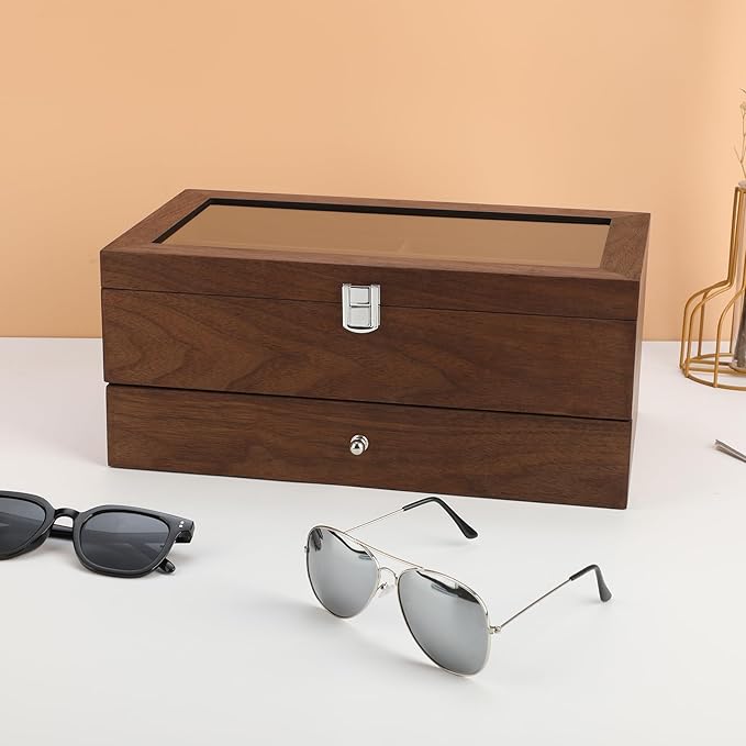 Wooden Sunglasses Organizer Box, Eyewear Display Eyeglass Case, Glasses Storage Box Sunglass Holder Gifts