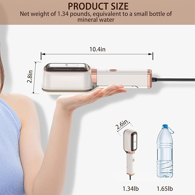 Steamer for Clothes 1000W， 180 °Rotating Head Clamp Ironing Multifunctional Steam Iron，Portable Wet Dry Handheld Wrinkle Remover Suitable for Home, Travel & Dormitory (White)