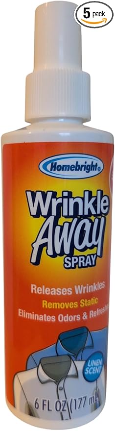 Homebright Wrinkle Away Spray, Linen Scent, Static Remover and Wrinkle Releaser, 6 Fl Oz