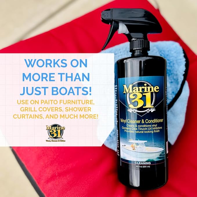 Marine 31 Vinyl Cleaner & Conditioner | Cleans, Protects & Prevents UV Damage | Safe for Boats, Car Interiors & Patio Furniture | No Sticky Residue, Long-Lasting Protection | M31-401 | 32 oz