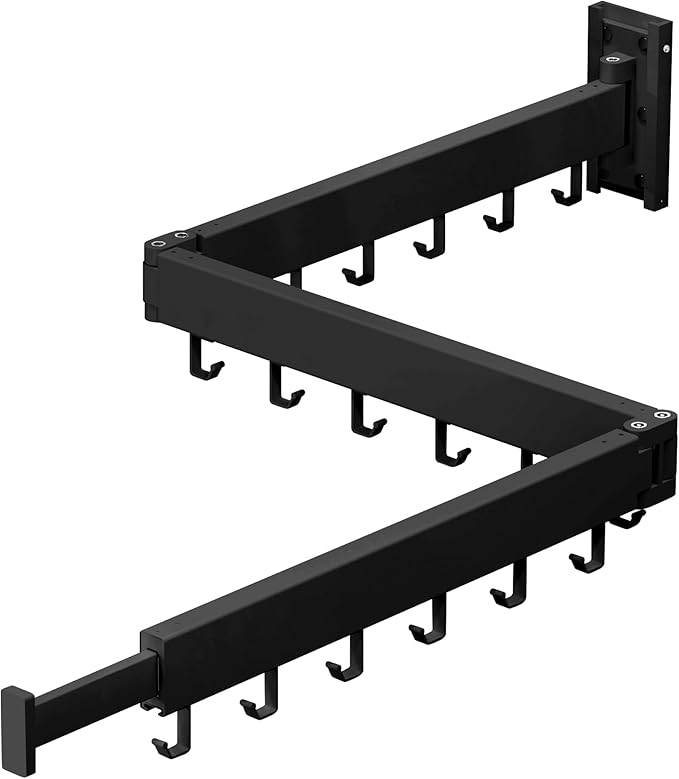 Clothes Drying Rack Wall Mounted,Laundry Rack Wall Wount,Drying Rack Clothing for Laundry,Retractable Dryer Racks,Wall Mounted Drying Rack Collapsible, Black, Sandy Coating,3z-b01
