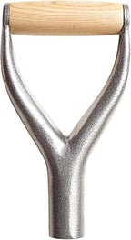 CALIDAKA Shovel D Grip Handle 3.1cm/1.22inch Inside Diameter Metal Replacement With Wooden Grip for Garden Digging Raking Tool 9.05x4.7inch