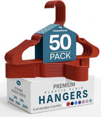 Utopia Home Plastic Hangers 50 Pack - Perfect Space Saving Clothes Hanger - Durable and Strong - Perfect Closet Organizers with Shoulder Grooves (Red)
