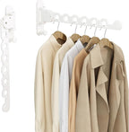 Wall Mount Clothes Drying Racks White Clothes Drying Organizer Rack Garment Hooks Aluminium Retractable Folding Indoor Wall Mounted Hanger Space Saver for Laundry Room Bedroom White 2-Pack