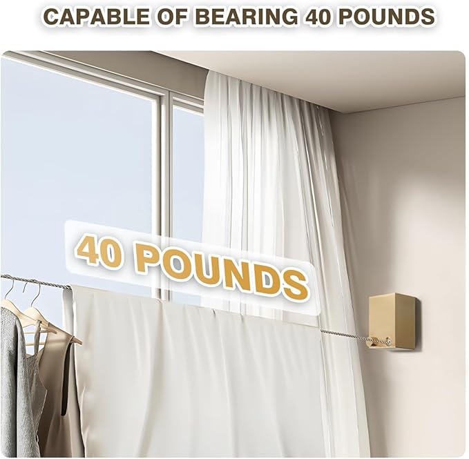 Retractable Clothesline, Retractable Clothesline Indoor, Stainless Steel Travel Clothesline, Not Sagging, Suitable for Balconies, Courtyards, Laundry Rooms, RVs, Yachts, etc