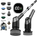 WKY-G3-Electric Spin Scrubber - Upgraded 10-in-1 IPX7 Waterproof Shower Cleaner Brush, Retractable Handle & 2-Speed for Toilet, Bathroom, Bathtub, Tile Floors Black
