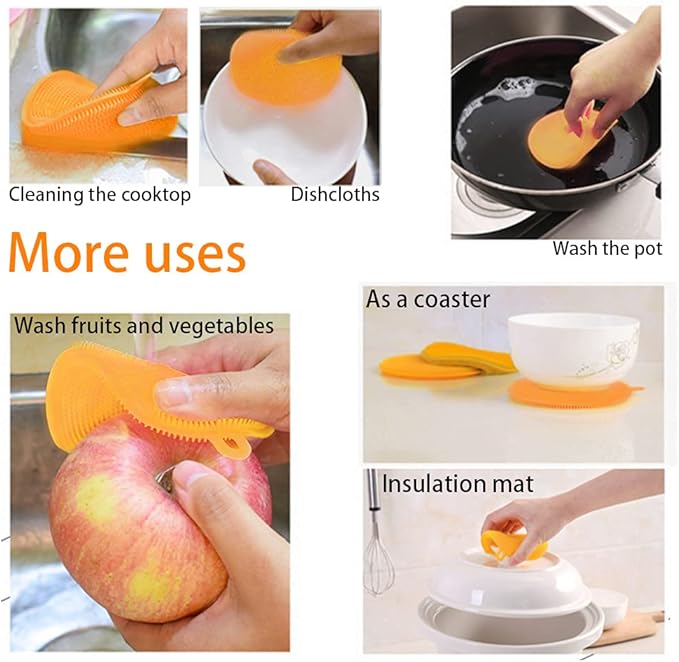 ECO Friendly Kitchen Cleaning Set, Wood & Bamboo Brushes for Dishes, Pots, Pans & Vegetables