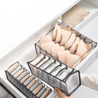 2 Pcs 11 Grids 7 Grids Underwear Drawer Organisers Sock Drawer Organizer Divider Underwear Storage Boxes Foldable Closet Dresser Drawer Organizer for Storing Socks Gray