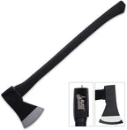 Black Legion Wood Splitting Long Axe - 28” Length | Chopping & Felling Firefighter Axe | Rubberized Long Handle | Stainless Steel Ax Head | 5” Blade Head | Easily Splits Firewood