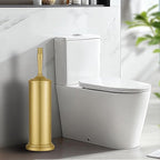 Gold Toilet Brush and Holder Set, Stainless Steel Toilet Brush for Bathroom,Heavy Duty Gold Toilet Bowl Brush and Holder,Deep Cleaning Modern Toilet Cleaner Brush -Space Saving, Covered Brush, Durable