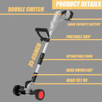 Weed Wacker Cordless Battery Powered Electric Weed Trimmer with 2X 21V/4.0Ah Battery Operated & Wheels 3 Types Blades, 3 in 1 Stringless Grass Trimmer/Edger/Brush Cutter for Garden Yard Lawn(Gray)