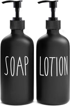 MOMEEMO Matte Black Soap Dispenser Bathroom Set, Contains Lotion and Hand Soap Dispenser, Suitable for Bathroom Decor Farmhouse Style. (Black)