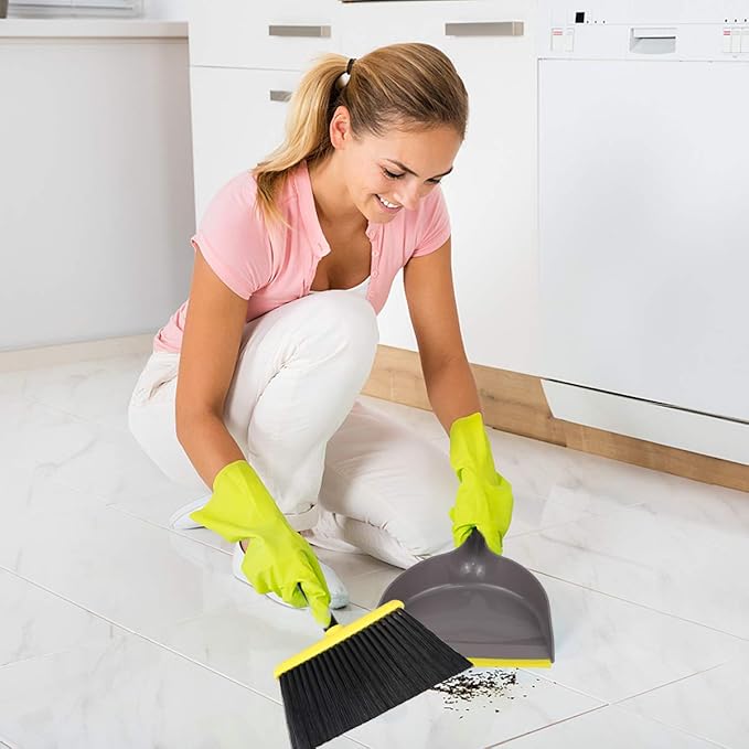 Broom and Dustpan Set,IndoorBroom with Dust pan Combo Set for Home,Angle Kitchen Broom for Floor Sweeping
