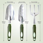 3 PCS Heavy Duty Aluminum Gardening Tool Set for Men & Women Including Hand Shovel, Hand Rake & Transplanter Trowel with Soft Rubberized Non-Slip Ergonomic Handle