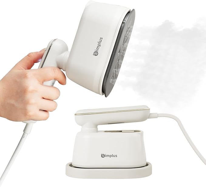 SIMPLUS Garment Steamer for Clothes, 2-in-1 Portable Handheld Wrinkle Remover & Powerful Steam Iron, 1000W Fast Heat-Up, Compact Travel-Friendly Design, 120ml Water Tank, Rotating Handle