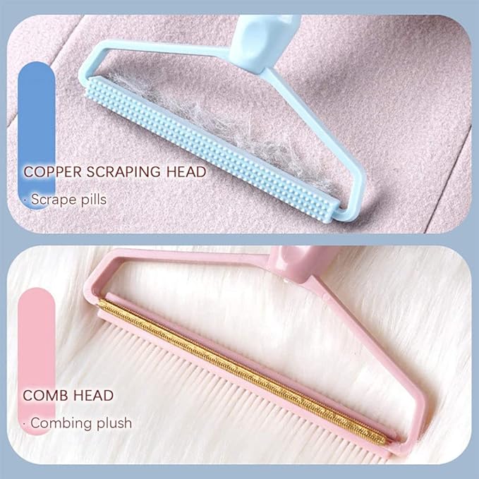 2 Pack Portable Lint Remover, Manual Fabric Shaver, Reusable Pet Hair Remover for Carpet, Clothing, Furniture, Couch Blue Pink 2pcs