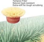 Classic Dish Brush Replacement Head 3 Packs, Natural Bristle Tampico Fiber for All Purpose Cleaning, Kitchen Scrubber