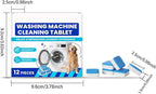 Eco-Friendly Washing Machine Cleaner, 12 Pack Washing Machine Deep Cleaner Tablets, Remove Stubborn Pet Hair, Septic Safe, Compatible with HE, Top & Front Load Washers (1PCS)