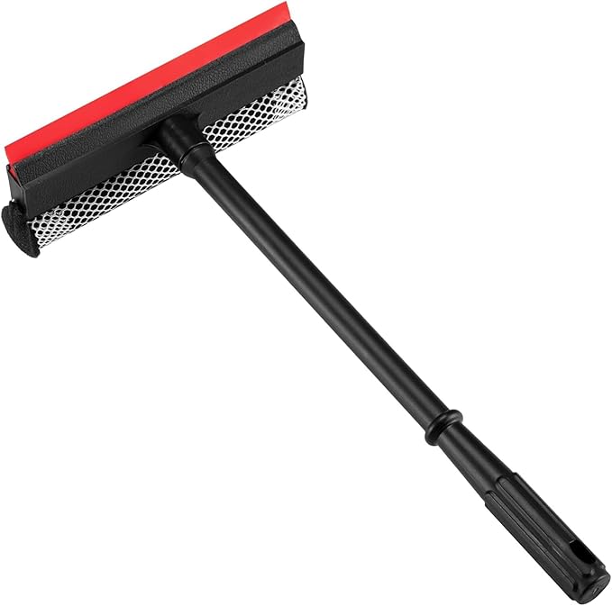 Professional 8.1" 2 in 1 Window Squeegee with 16" Long Handle,Car Squeegee for Gas Station,Home,Car，Glass,Shower,Outdoor High Window Cleaning