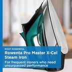Rowenta Pro Master Stainless Steel Soleplate Steam Iron for Clothes, 210 g/min, 400 Microsteam Holes, Cotton, Wool, Poly, Silk, Linen, Nylon 1775 Watts Ironing, Garment Steamer, Powerful Steam DW8360