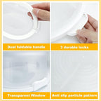 Cake Carrier with Lid and Handle, Fit 10’’ Cake Stand with Lid, Cake Transport Storage Container, Cake Containers Cover Stand with Lids, 3 Secure Side Closures (White)