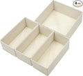 Bructhun Drawer Organizer Set of 4 Beige - Fabric Storage Bins for Clothes, Underwear, Socks & Bras - 11" Dresser Dividers for Bedroom Closet