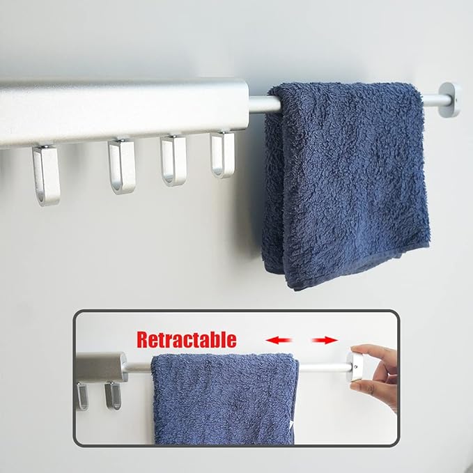 BESTHLS Wall Mounted Clothes Drying Rack for Space Saver Hangers Design for Balcony, Mudroom, Bedroom Foldable Laundry Rack (2-Pole Silver)