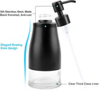 Dish Soap Dispenser with Stickers, 2 Pack Kitchen Dish Refillable Liquid Dispensers, Stainless Steel Case Glass Liner Soap Dispenser for Bathroom Kitchen, Matte Black (10 OZ./ 300ML)