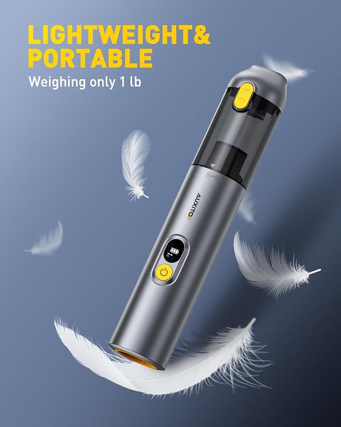 AUXITO Car Vacuum Cleaner - Portable Handheld Vacuum Cleaner 14000Pa Suction Power, Blow & Suction 2 in 1 Mini Vacuum Cleaner Hand Held Vacuum for Car, Home, Pet, Office (Silver)