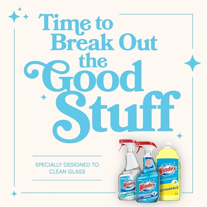 Windex Glass and Window Cleaner, Glass Routine Cleaning Bundle, Includes Original Blue 23oz Trigger Spray Bottle + 19oz Fast Shine Foam